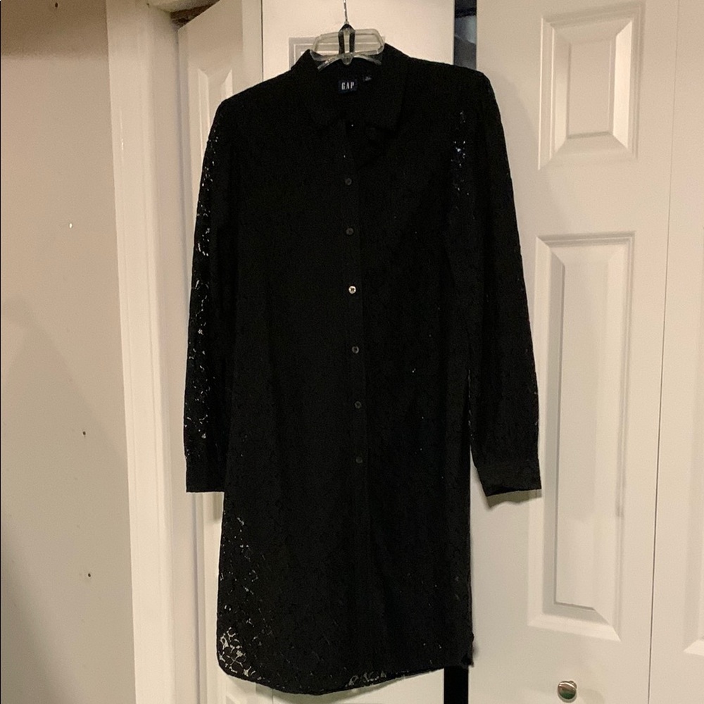GAP Black Lace Shirt Dress